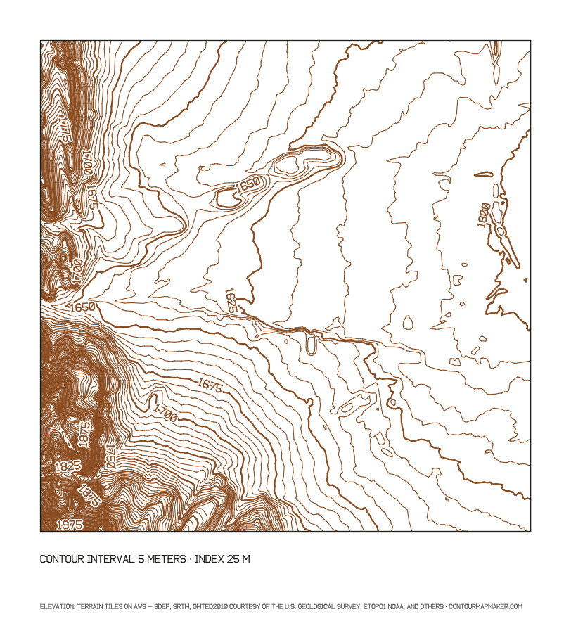 Boulder at a 5 m interval: 5 m contour map of Boulder, Colorado