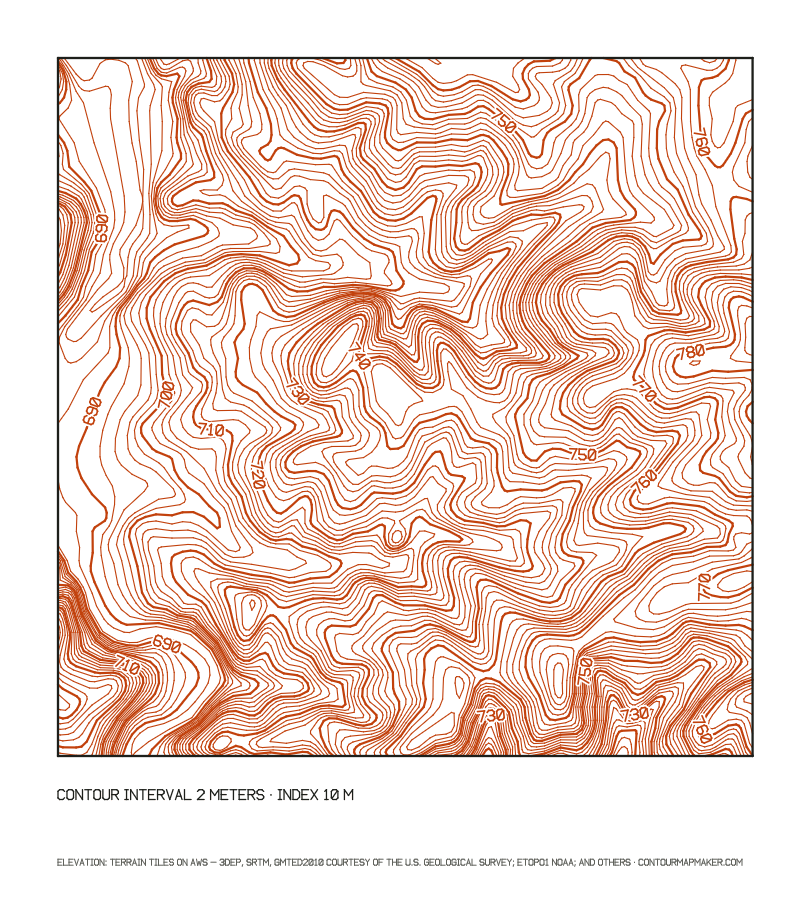 Blue Ridge farm, Floyd: 2 m contour map of Floyd, Virginia