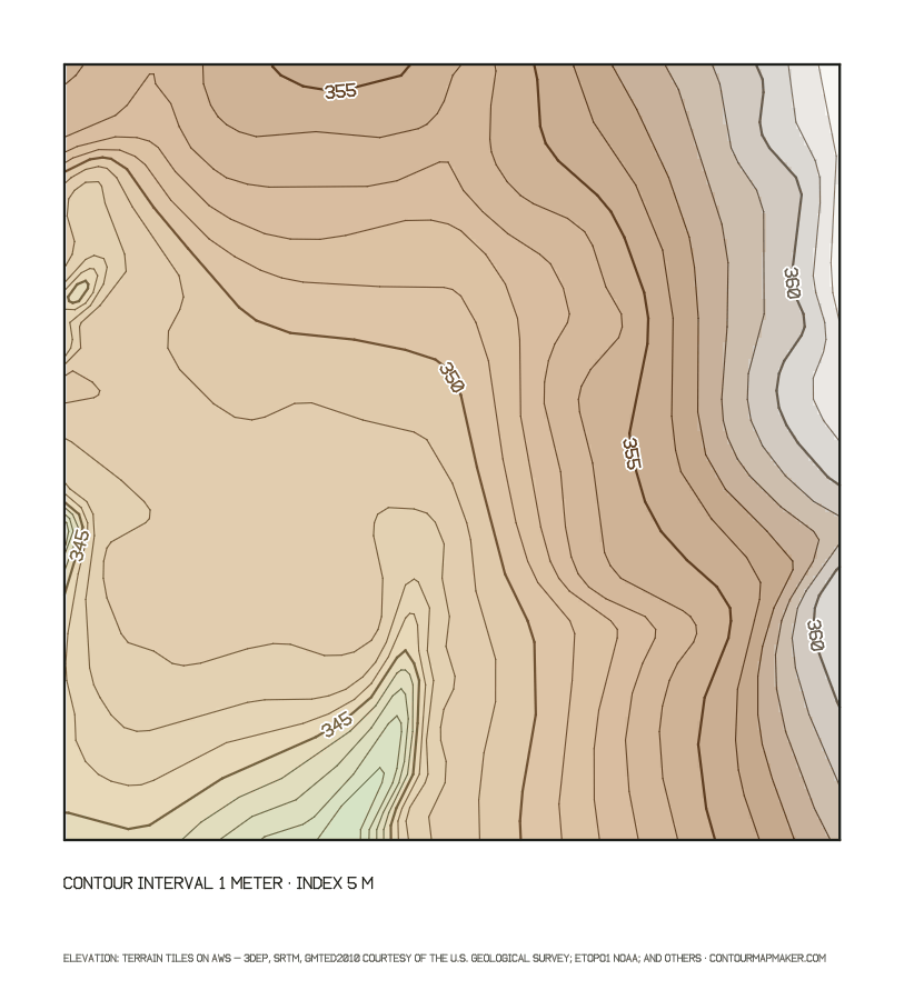 Hill Country homesite slope check: 1 m contour map of Dripping Springs, Texas