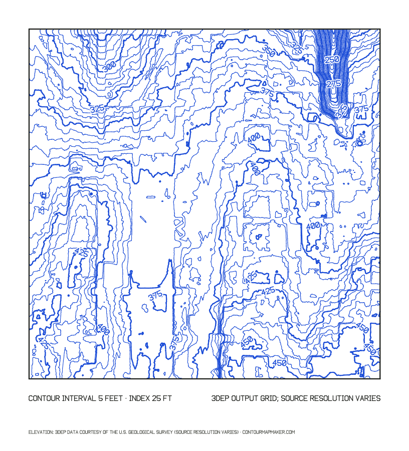 Queen Anne, Seattle, Washington: 5 ft contours from USGS 3DEP 1 m lidar