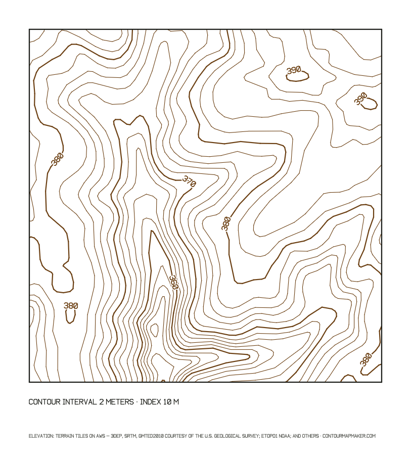 Driftless farm drainage: 2 m contour map of Viroqua, Wisconsin